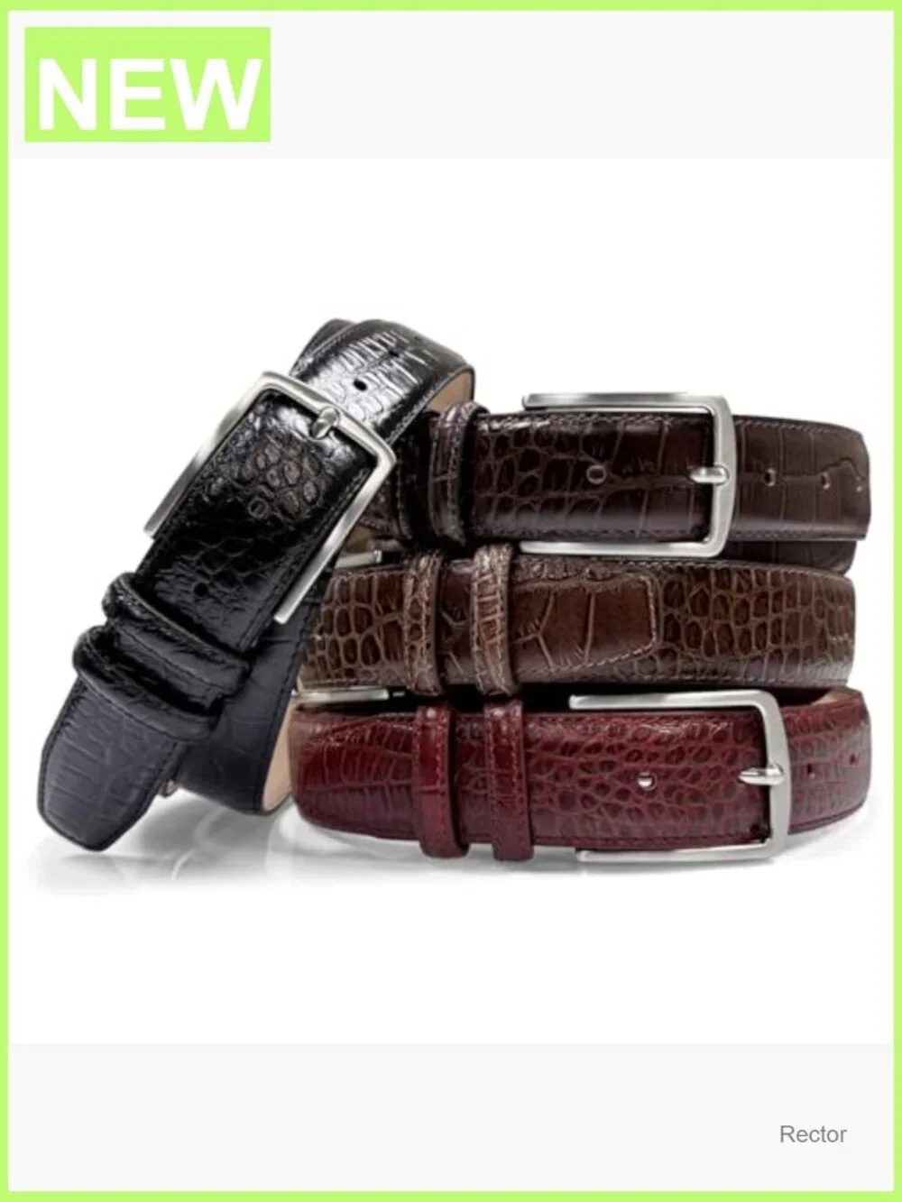 Genuine Leather Alligator Embossed Dress Belt 1-3/8